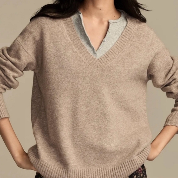NWT Lucky Brand Womens V-Neck Sweater, Cream SizeXXL - Picture 11 of 13
